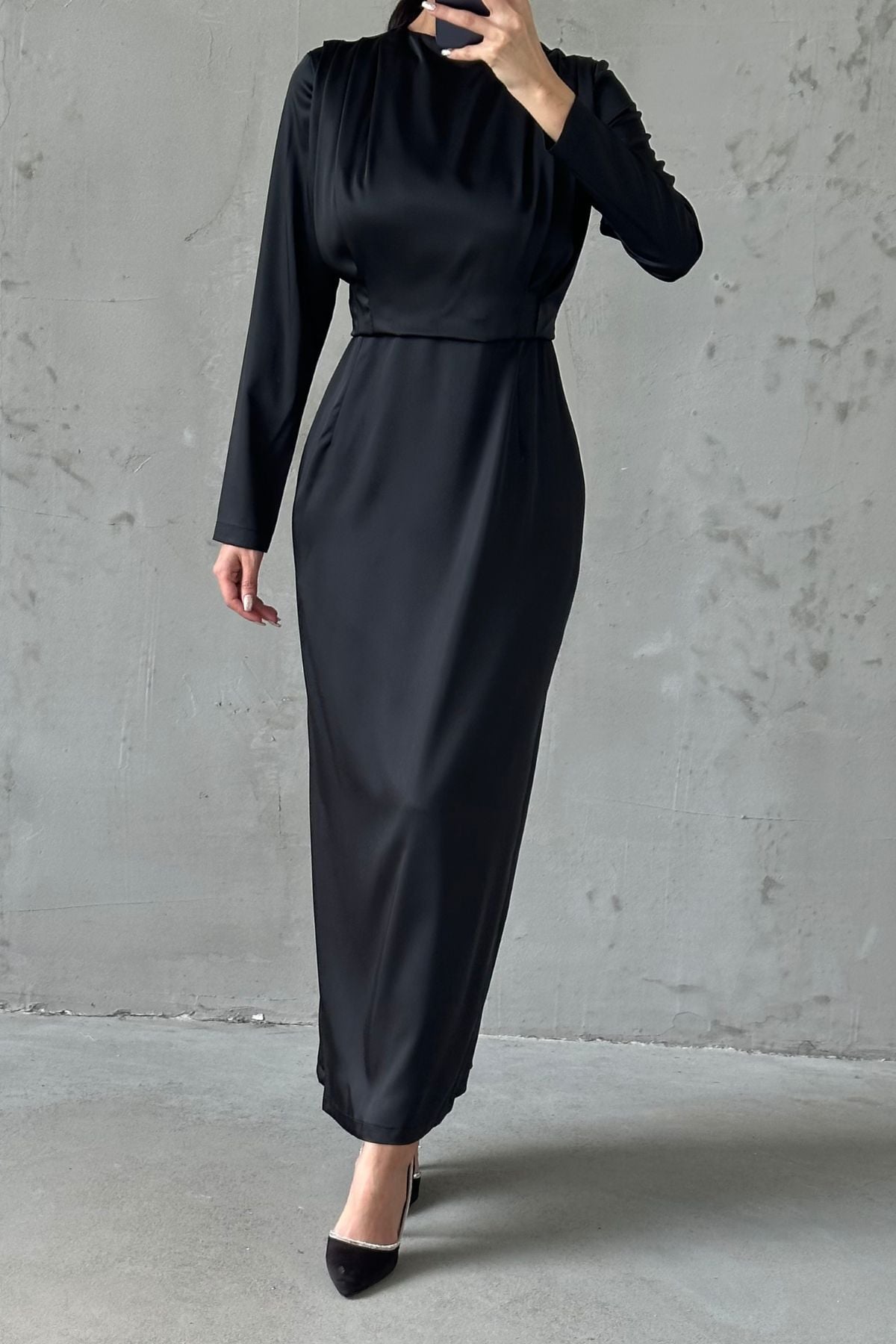 Sade Zarafet Tesettür Abiye Siyah