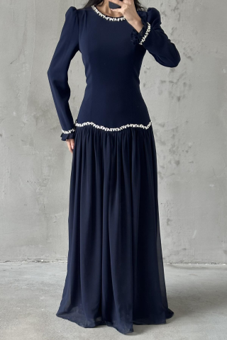 Meryem Tesettür Abiye Lacivert