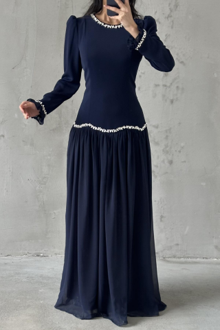 Meryem Tesettür Abiye Lacivert