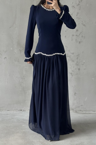 Meryem Tesettür Abiye Lacivert