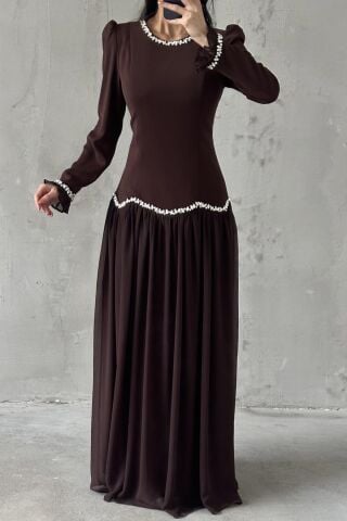 Meryem Tesettür Abiye Kahverengi