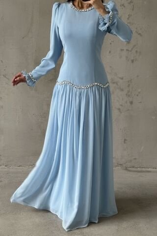 Meryem Tesettür Abiye Bebe Mavisi