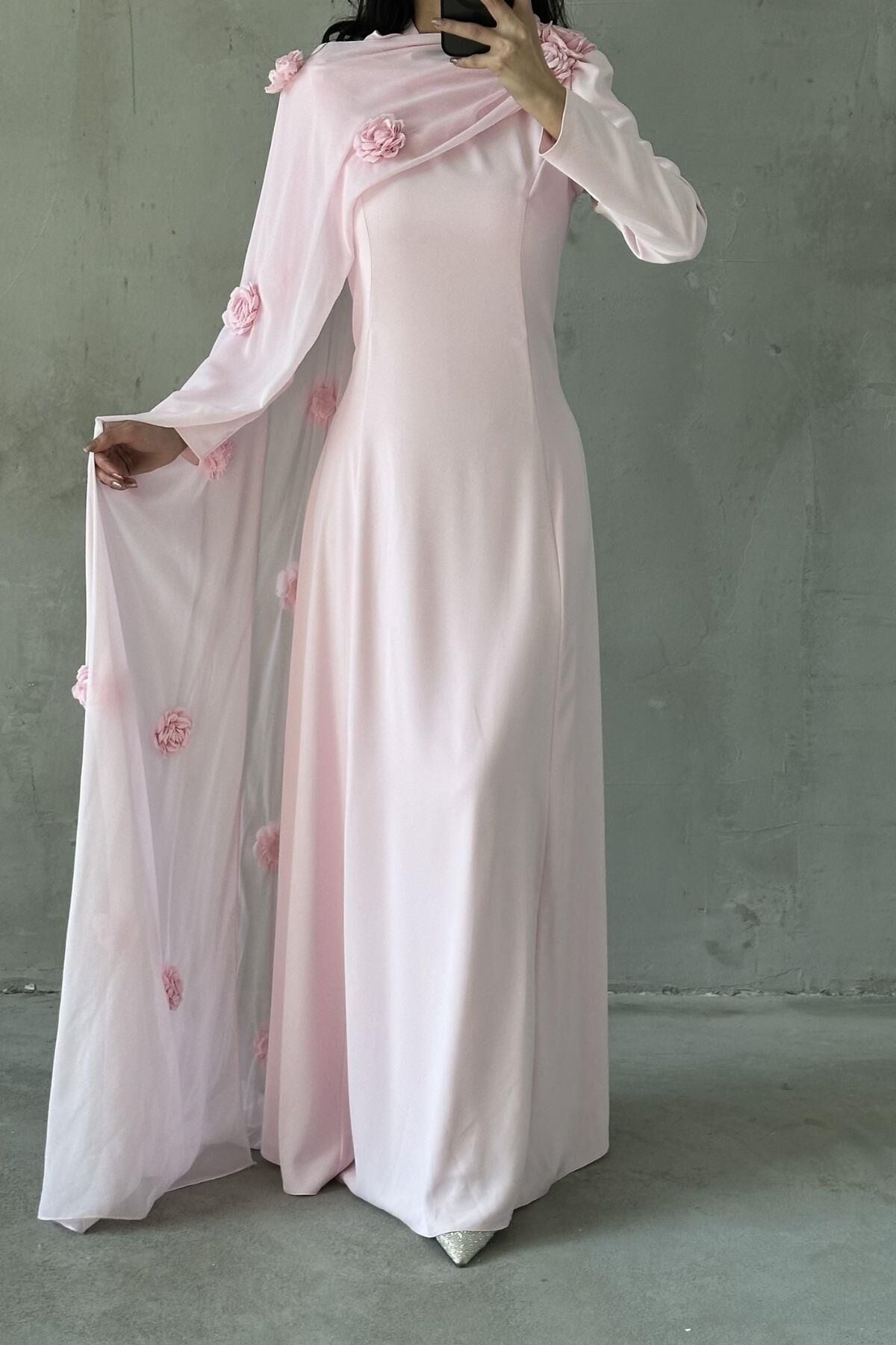 Nilay Tesettür Abiye Pembe