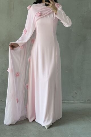 Nilay Tesettür Abiye Pembe