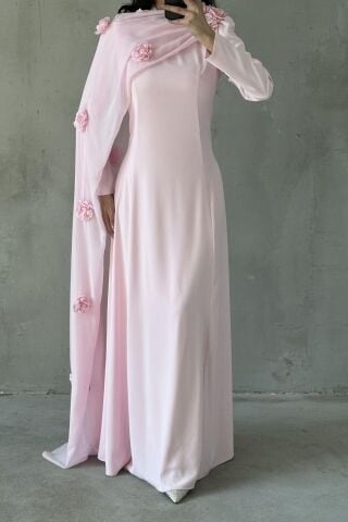 Nilay Tesettür Abiye Pembe