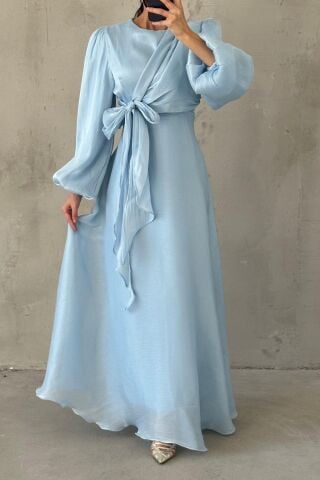 Stylish Design Basic Janjan Hijab Evening Dress Baby Blue
