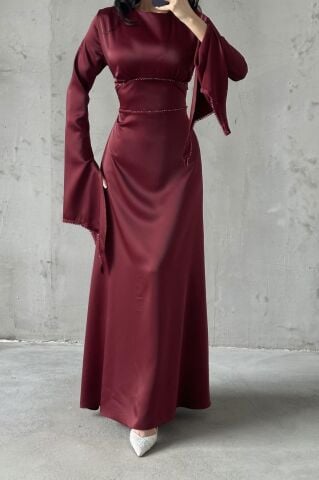 Melisa Hijab Evening Dress Burgundy