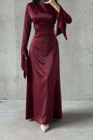 Melisa Tesettür Abiye Bordo