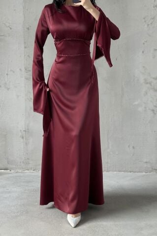 Melisa Tesettür Abiye Bordo