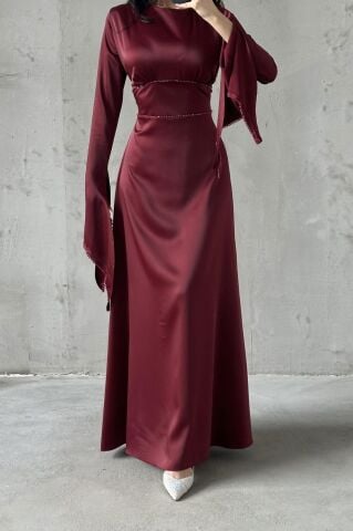 Melisa Tesettür Abiye Bordo