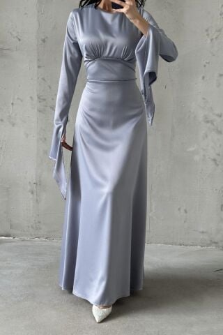 Melisa Tesettür Abiye Gri