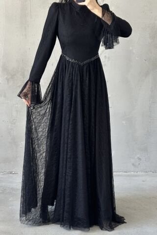 Alessia Tesettür Abiye Siyah