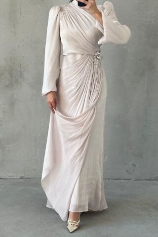 Volan Kol Drapeli Janjan Tesettür Abiye Taş