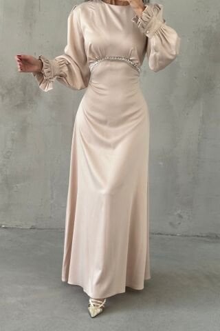 Elara Saten Tesettür Abiye Taş