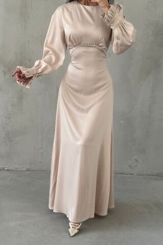 Elara Saten Tesettür Abiye Taş