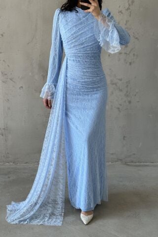 Leya Tesettür Abiye İndigo