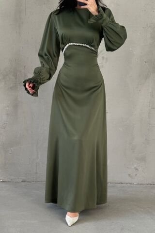 Elara Saten Tesettür Abiye Haki