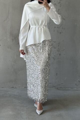 Zümra Tesettür Takım Beyaz