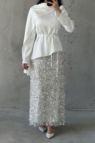 Zümra Tesettür Takım Beyaz