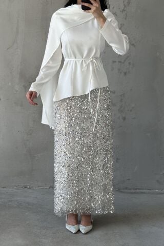 Zümra Tesettür Takım Beyaz