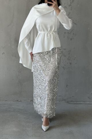 Zümra Tesettür Takım Beyaz