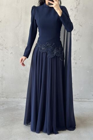 Sema Tesettür Abiye Lacivert