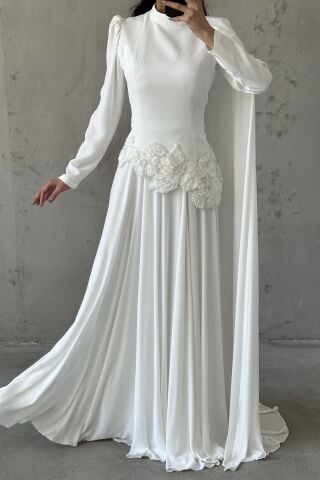 Sema Hijab Evening Dress White