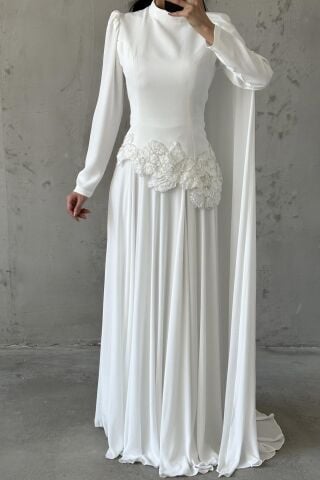 Sema Hijab Evening Dress White