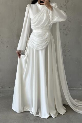 Elya Tesettür Abiye Beyaz