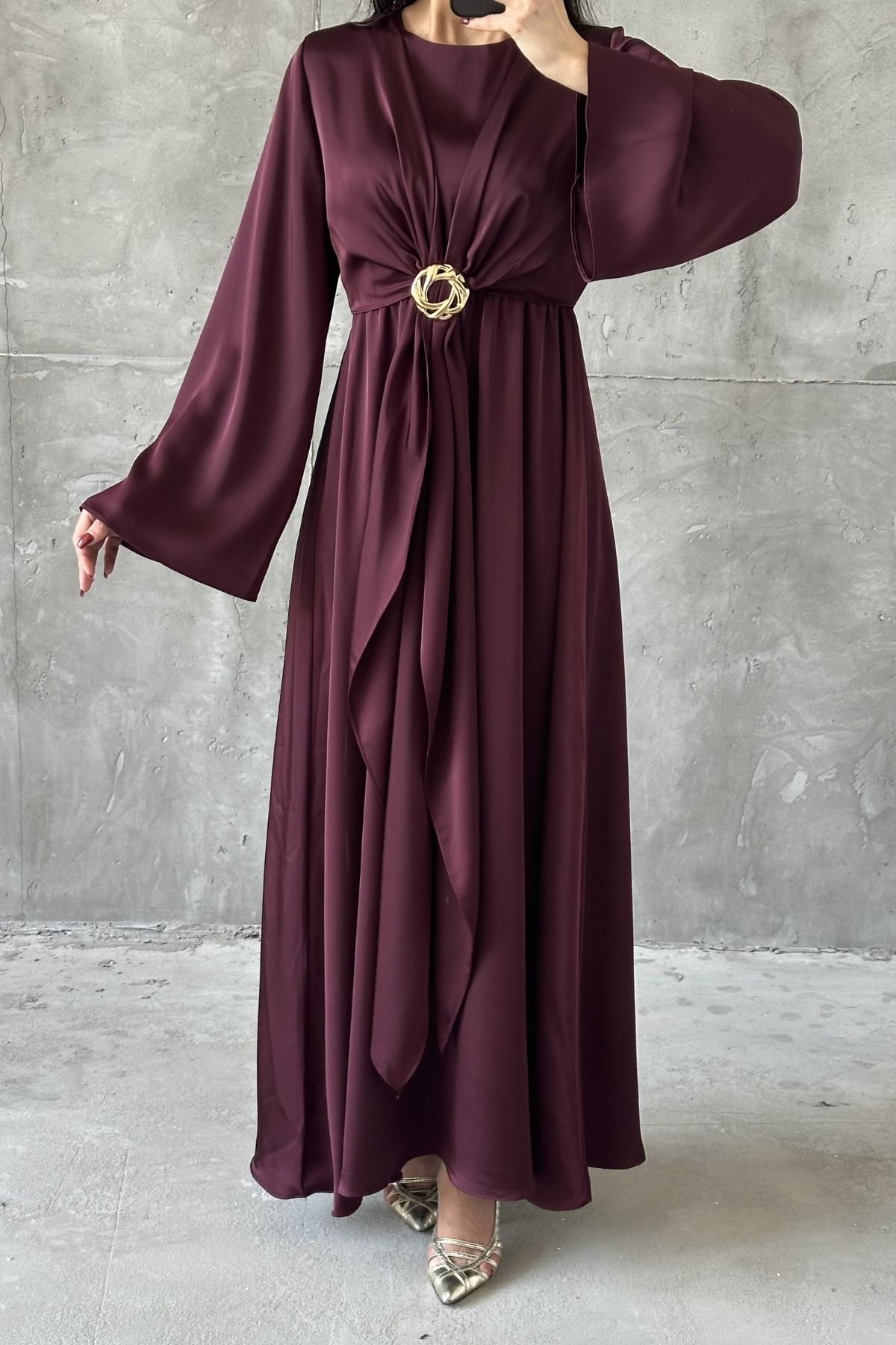 Pelin Hijab Evening Dress, Plum