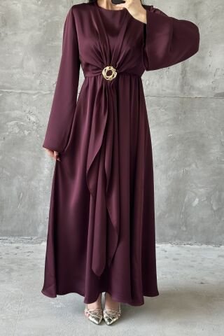 Pelin Hijab Evening Dress, Plum