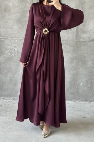 Pelin Hijab Evening Dress, Plum