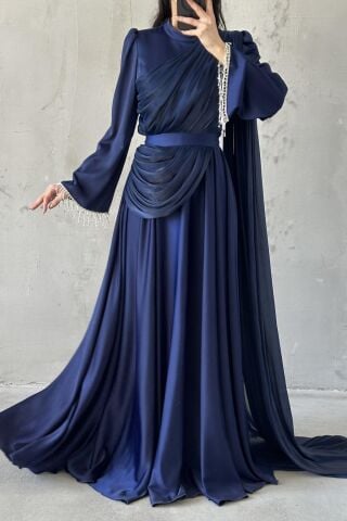 Elya Tesettür Abiye Lacivert