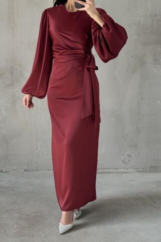 Nisa Tesettür Abiye Bordo