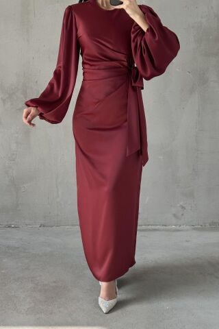 Nisa Tesettür Abiye Bordo