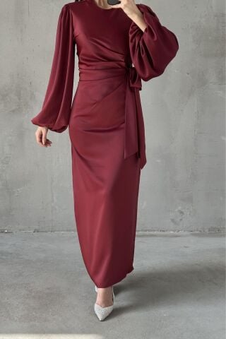 Nisa Tesettür Abiye Bordo