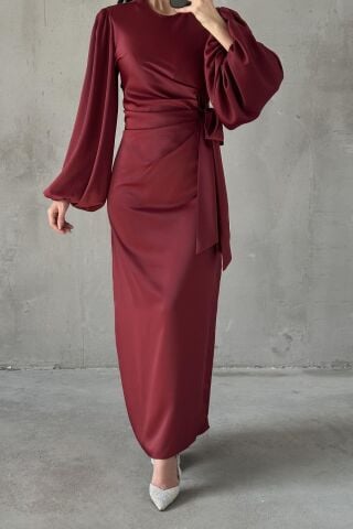 Nisa Tesettür Abiye Bordo