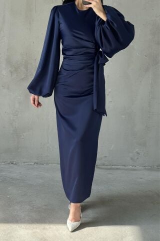 Nisa Hijab Evening Dress Navy Blue