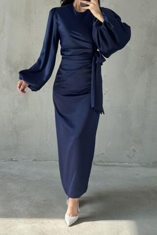 Nisa Hijab Evening Dress Navy Blue