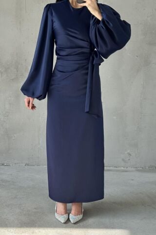 Nisa Hijab Evening Dress Navy Blue