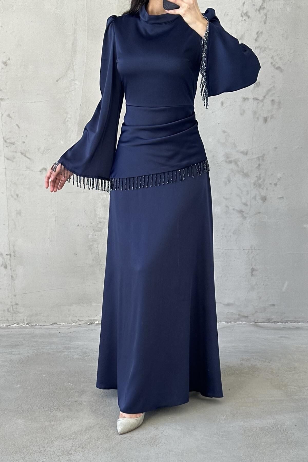 فستان سهرة لورين للحجاب، أزرق داكن