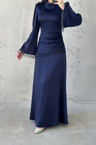فستان سهرة لورين للحجاب، أزرق داكن