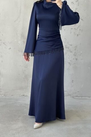 فستان سهرة لورين للحجاب، أزرق داكن