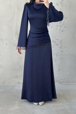 فستان سهرة لورين للحجاب، أزرق داكن