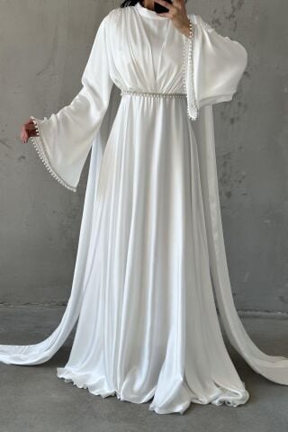 Hira Tesettür Abiye Beyaz