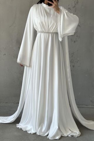 Hira Tesettür Abiye Beyaz