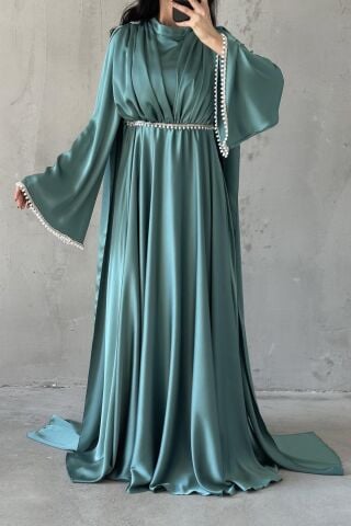 Hira Tesettür Abiye Mint Yeşili