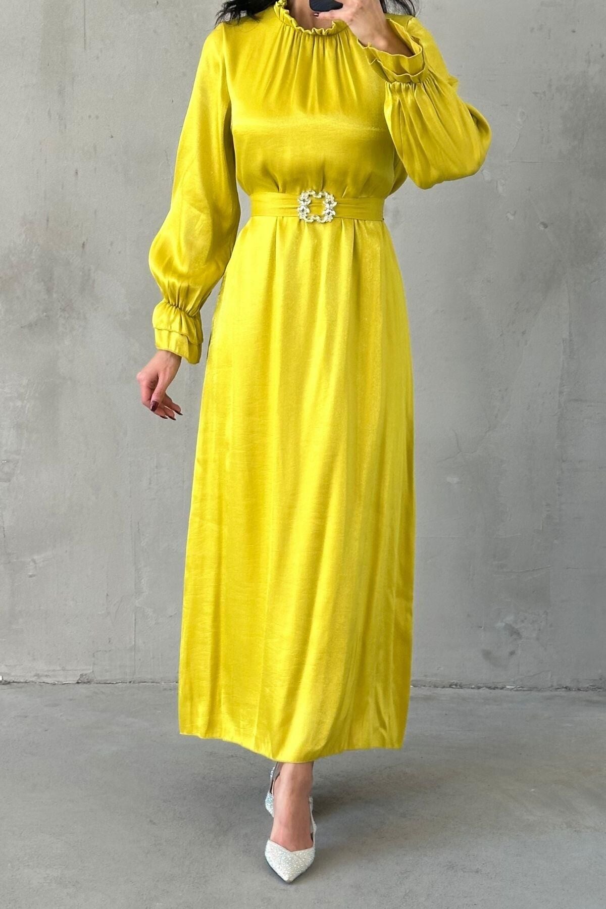 Arvelia Tesettür Abiye Sarı