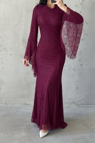 Nehir Hijab Evening Dress, Plum