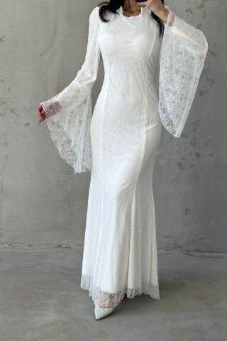 Nehir Tesettür Abiye Beyaz